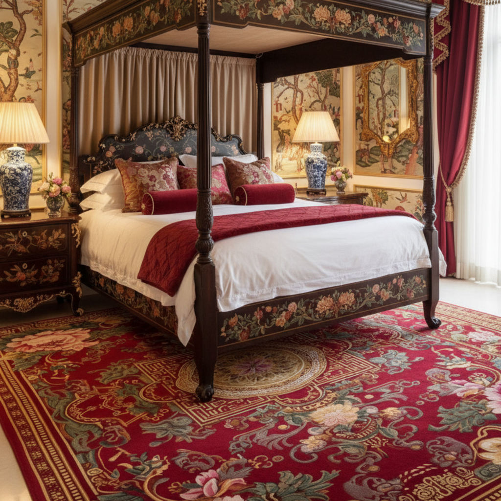 Crimson Palace Garden Hand Tufted Viscose Rug
