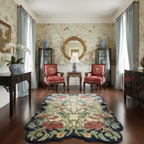 chinoiserie living room with Garden Whispers Royalty Hand Tufted Wool Rug