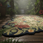 Garden Whispers Royalty Hand Tufted Wool Rug in an outdoor garden