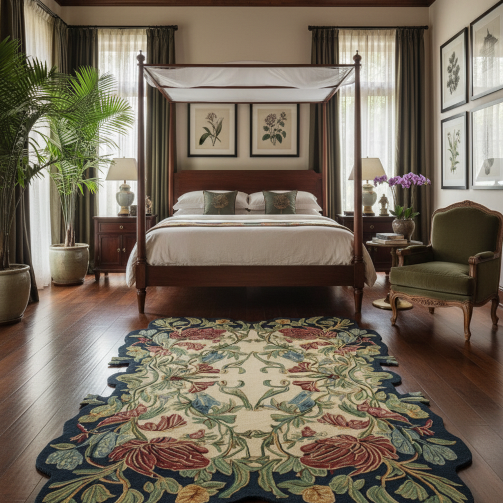 green theme transitional bed room with Garden Whispers Royalty Hand Tufted Wool Rug
