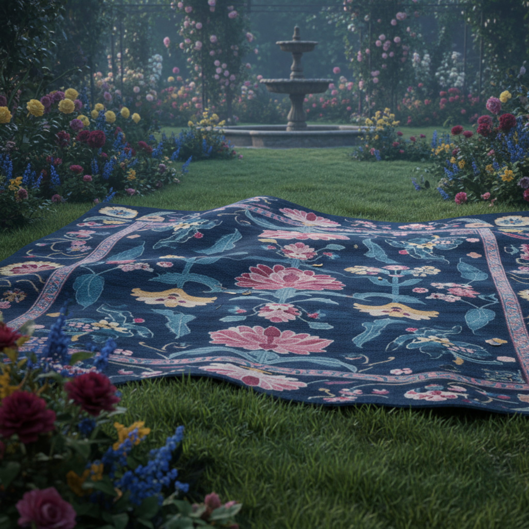 Jeweled Bloom Garden Viscose Hand Tufted Rug