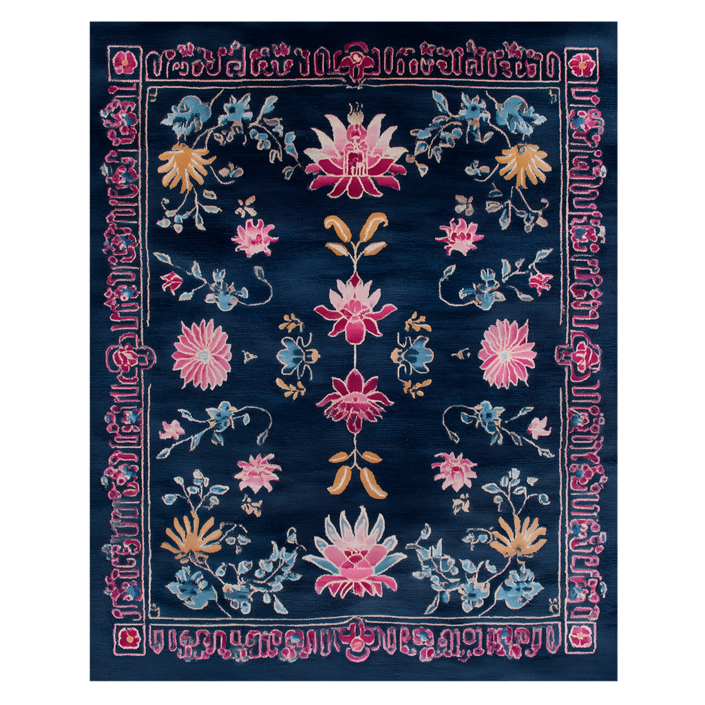 Lotus and Sapphire Hand Tufted Wool Rug