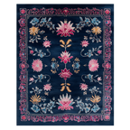 Lotus and Sapphire Hand Tufted Wool Rug