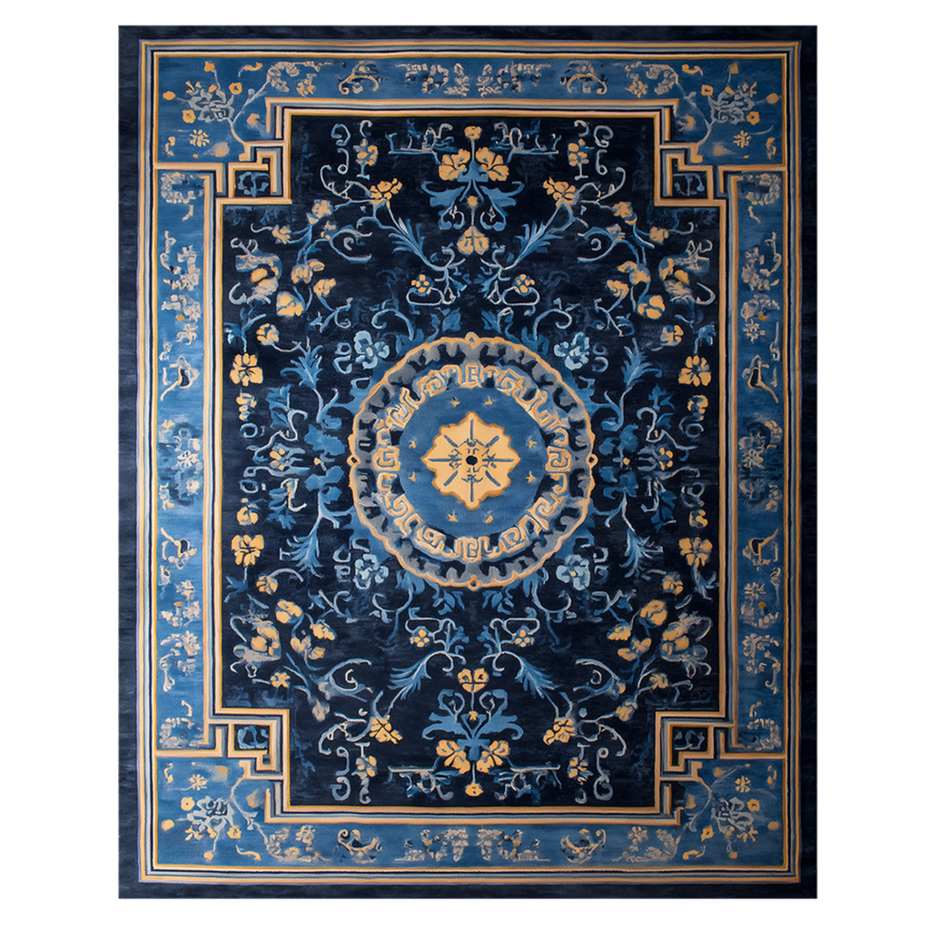 Midnight Blue Serenity Viscose Hand Tufted Rug