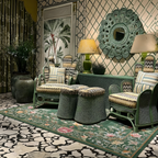 a green theme chinoiserie chic entry way with Moorland Tapestry Hand Tufted Viscose Rug