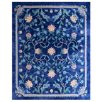 Navy Chinoiserie Bloom Viscose Hand Tufted Rug