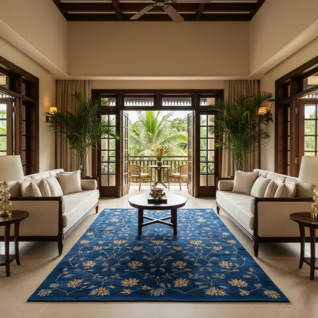 indochina living room with The Celestial Weave Hand Tufted Rug