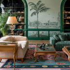 a vintage inspired living room with the Crane Garden Hand Tufted Wool Rug