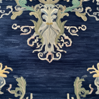 Decorative pattern on a blue rug background