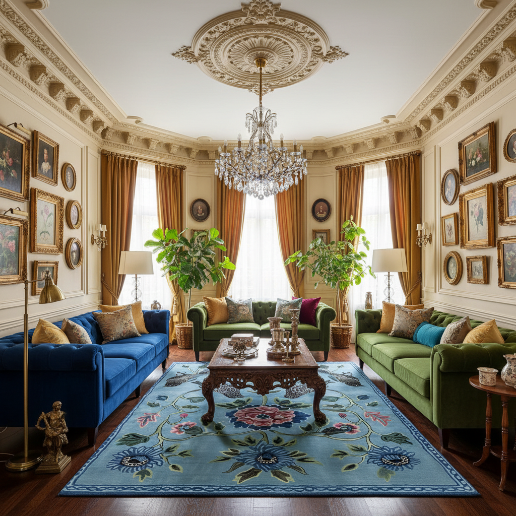 Blue Garden Song Hand Tufted Wool Rug