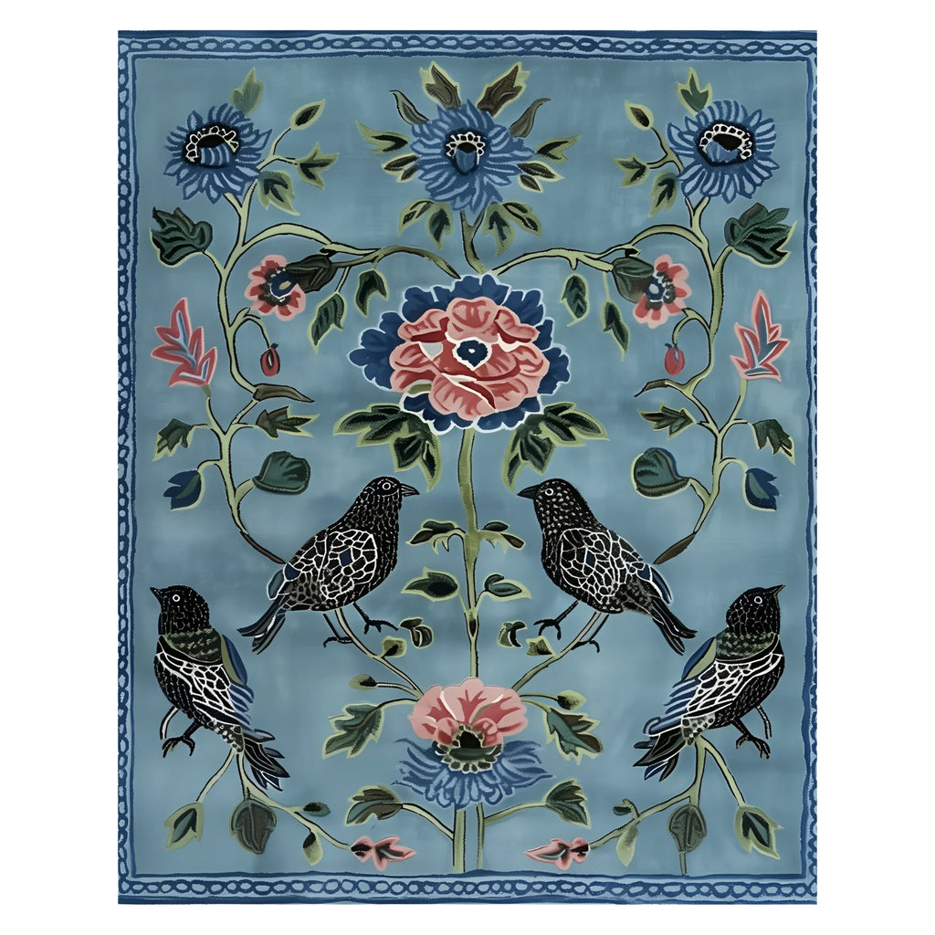 Blue Garden Song Hand Tufted Wool Rug