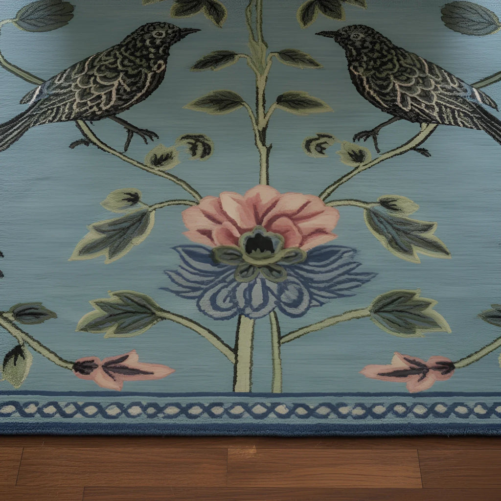 Blue Garden Song Hand Tufted Wool Rug