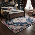 a vintage inspired tufted bed style with Blush Symmetries Hand Tufted Rug - rug